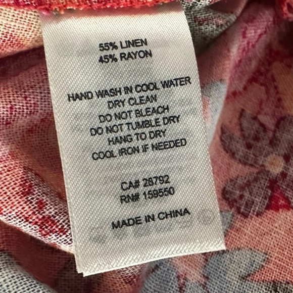 NEW Maison d' Amelie Paris Womens Skirt Sz L Red Floral Midi Buttons Linen Blend - Picture 8 of 11